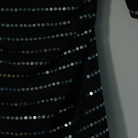 ND New Directions Blouse Small Blue with Sequins Bling Rouching Gathers - Picture 3 of 4